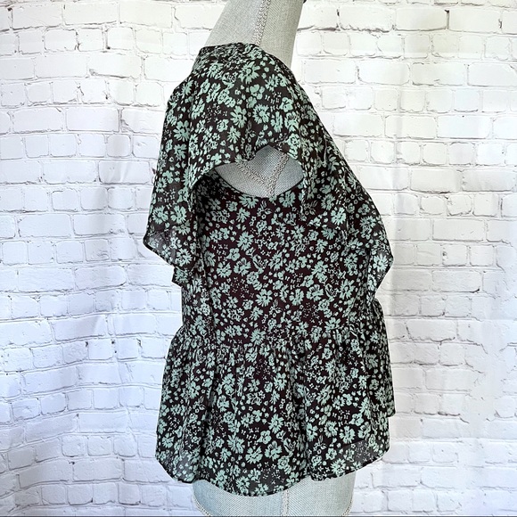 MADEWELL Georgette Ruffle Sleeve Floral Peplum Top - Picture 5 of 10